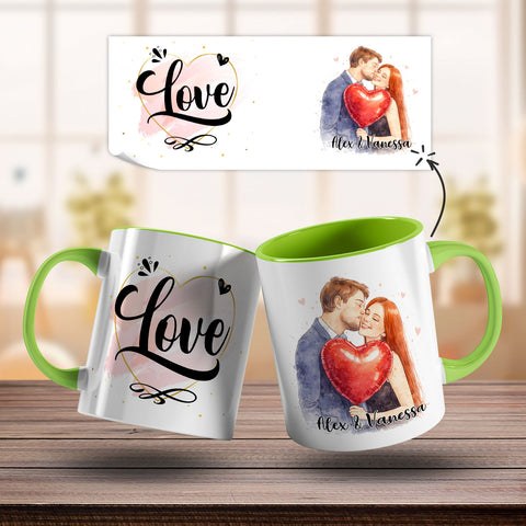Bedruckte Tasse im Aquarell Stil - Foto Pärchen - Personalisiert mit eigenem Bild