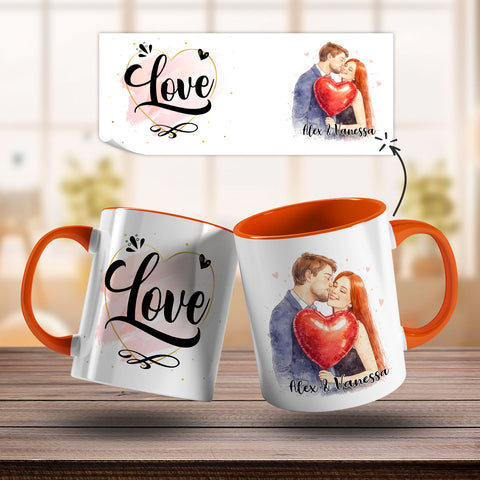 Bedruckte Tasse im Aquarell Stil - Foto Pärchen - Personalisiert mit eigenem Bild