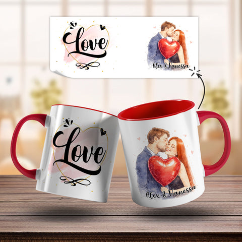 Bedruckte Tasse im Aquarell Stil - Foto Pärchen - Personalisiert mit eigenem Bild