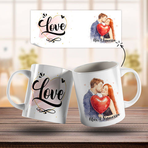 Bedruckte Tasse im Aquarell Stil - Foto Pärchen - Personalisiert mit eigenem Bild