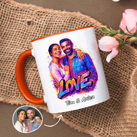 Bedruckte Tasse im Streetart Stil - Foto Love - Personalisiert mit eigenem Bild