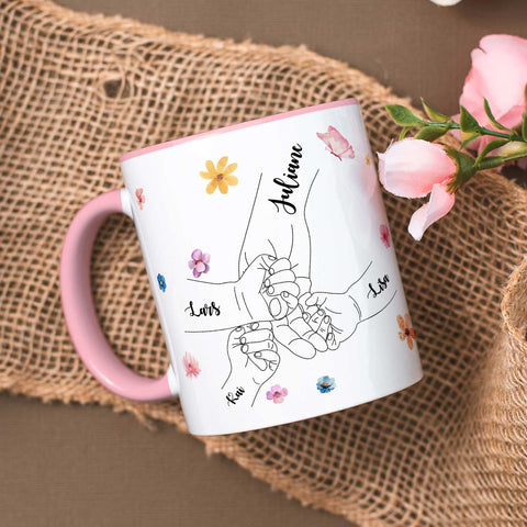 Bedruckte Tasse - Hände halten Mama Oma - Geschenk zum Muttertag