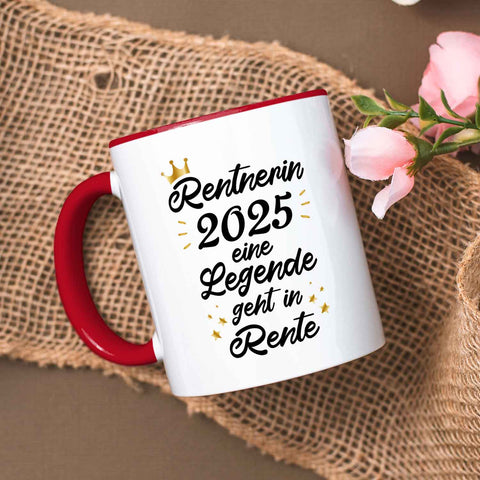 Bedruckte Tasse mit Spruch Rentner/Rentnerin 2025