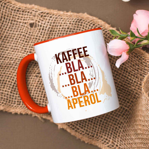 Bedruckte Tasse mit Aperol Spritz Motiv - Kaffee bla bla bla Aperol - Aperol Geschenk