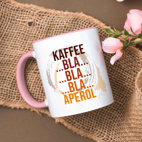 Bedruckte Tasse mit Aperol Spritz Motiv - Kaffee bla bla bla Aperol - Aperol Geschenk