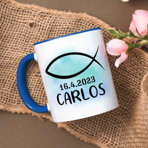 Bedruckte Tasse - zur Konfirmation mit Name & Datum