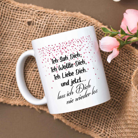 Bedruckte Tasse mit Spruch - Ich sah dich