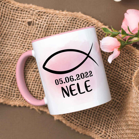 Bedruckte Tasse - zur Konfirmation mit Name & Datum