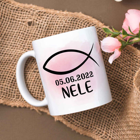 Bedruckte Tasse - zur Konfirmation mit Name & Datum