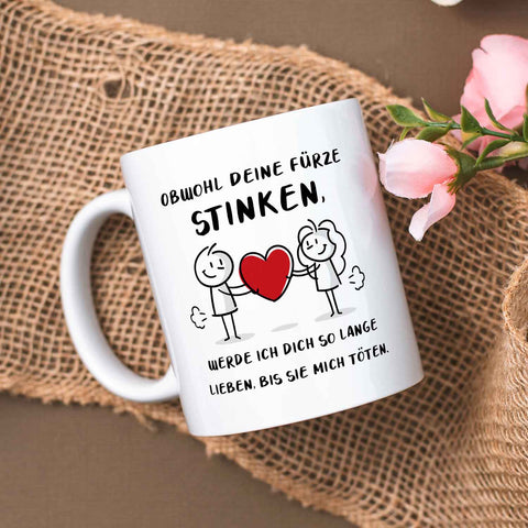 Bedruckte Tasse mit Spruch - Deine Fürze stinken