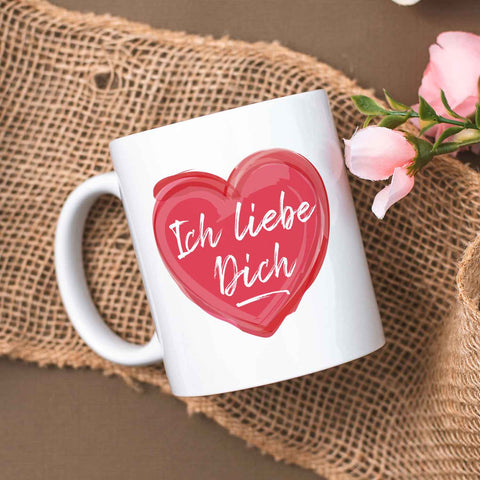 Bedruckte Tasse mit Spruch - Ich liebe dich