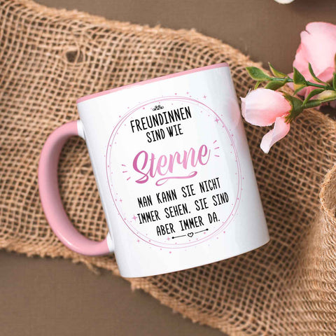 Bedruckte Tasse mit Spruch Freundinnen sind wie Sterne