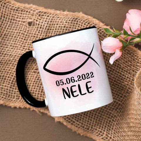 Bedruckte Tasse - zur Konfirmation mit Name & Datum