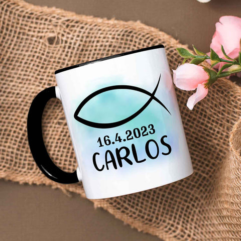 Bedruckte Tasse - zur Konfirmation mit Name & Datum