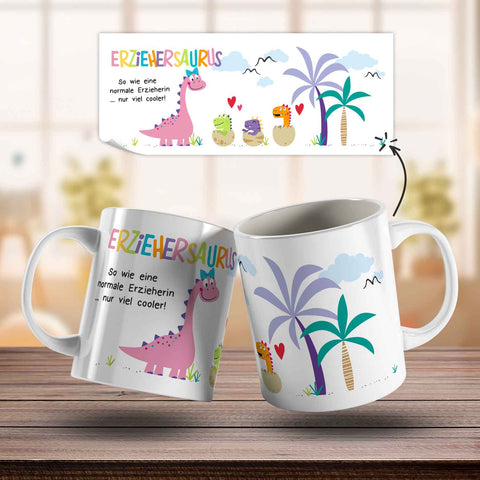 Bedruckte Tasse mit Spruch "Erziehersaurus"
