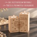 Gravierter Teelichthalter aus Holz im Set mit Namensherz Mama Design