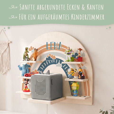 Toniebox Regal für Kinderzimmer - Regenbogen - Personalisiert mit Namen