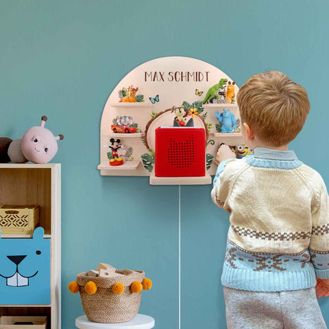 Toniebox Regal für Kinderzimmer - Tiergruppe Safari - Personalisiert mit Namen
