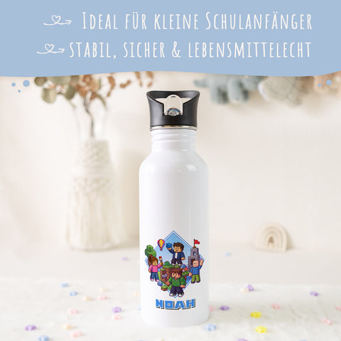 Bedruckte Trinkflasche aus Edelstahl - Blockhelden