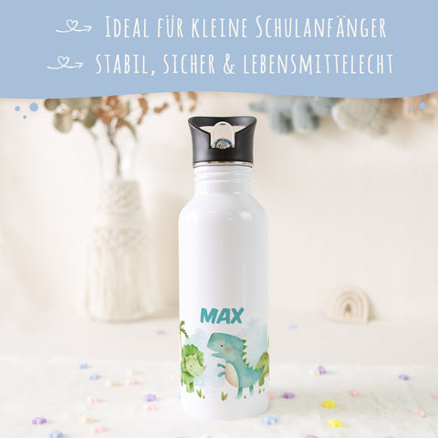 Bedruckte Trinkflasche aus Edelstahl - Dinos