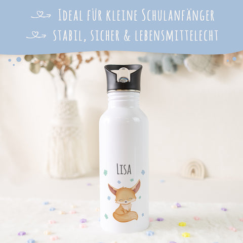 Bedruckte Trinkflasche aus Edelstahl - Fuchs