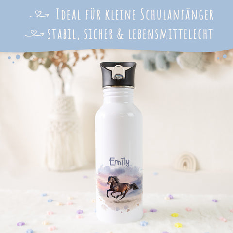 Bedruckte Trinkflasche aus Edelstahl - Pferd