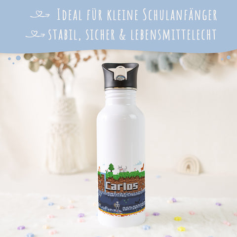 Bedruckte Trinkflasche aus Edelstahl - Pixelerde