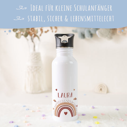 Bedruckte Trinkflasche aus Edelstahl - Regenbogen
