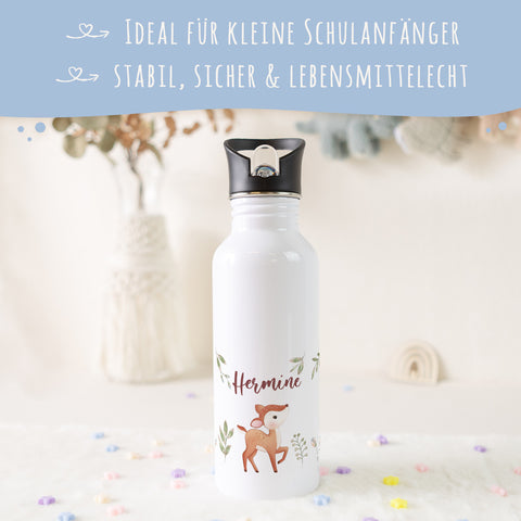 Bedruckte Trinkflasche aus Edelstahl - Reh
