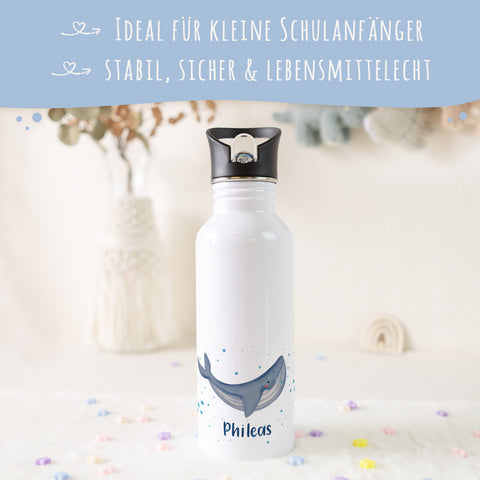 Bedruckte Trinkflasche aus Edelstahl - Wal