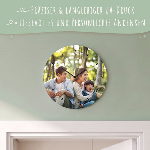 Wanduhr aus Holz Personalisiert - mit UV Druck