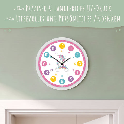 Wanduhr Kinder Einhorn - mit UV Druck