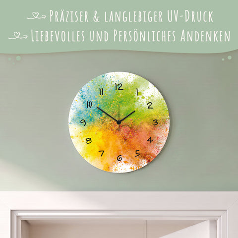 Wanduhr aus Holz Splash Love - mit UV Druck