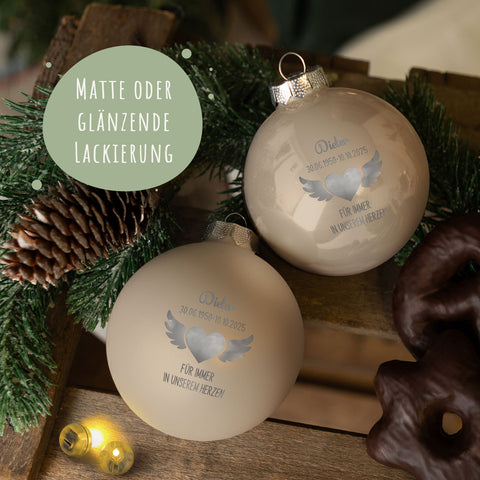 Gravierte Weihnachtskugel - Flügelherz