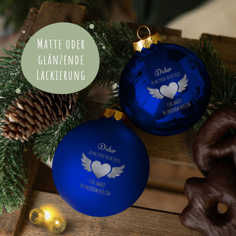 Gravierte Weihnachtskugel - Flügelherz