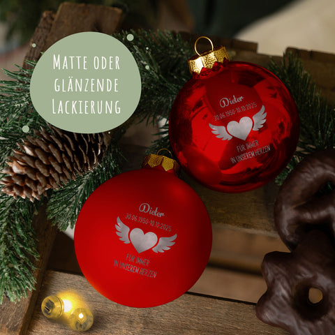 Gravierte Weihnachtskugel - Flügelherz