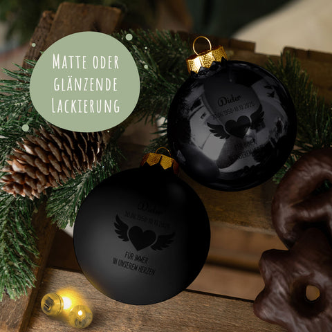 Gravierte Weihnachtskugel - Flügelherz