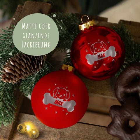 Gravierte Weihnachtskugel - Haustier - Hund & Katze