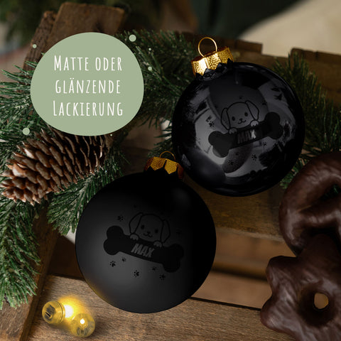 Gravierte Weihnachtskugel - Haustier - Hund & Katze