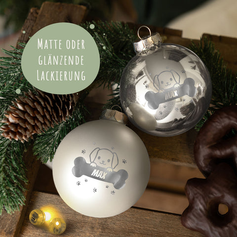 Gravierte Weihnachtskugel - Haustier - Hund & Katze