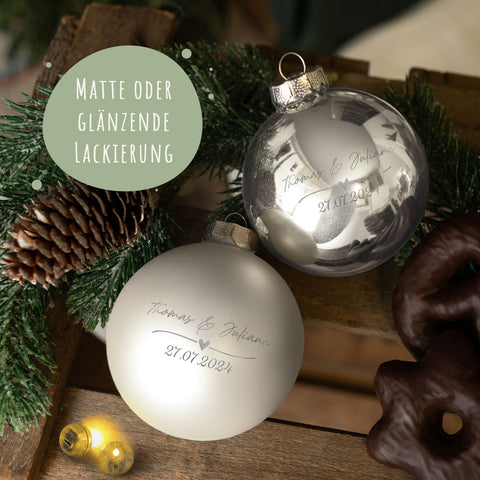 Gravierte Weihnachtskugel - Wedding Love