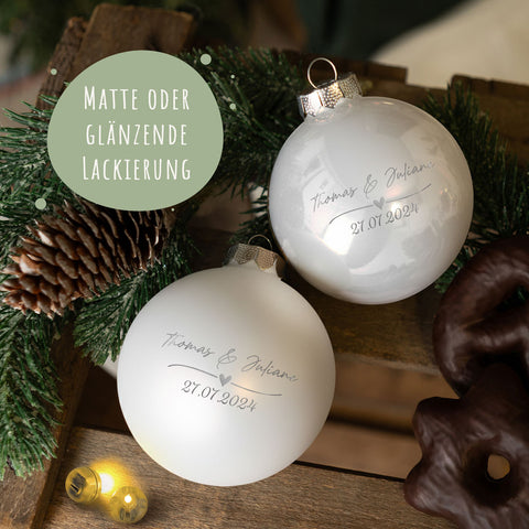 Gravierte Weihnachtskugel - Wedding Love