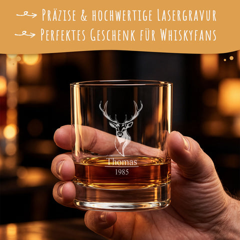 Leonardo Whiskyglas mit Gravur "Hirschkopf"