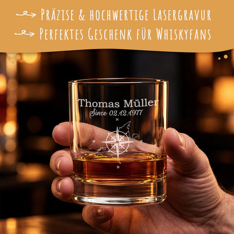 Leonardo Whiskyglas mit Gravur "Kompass"