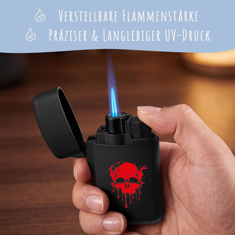 Elektrisches Feuerzeug - Jet Flamme - Nachfüllbar - Skull Design