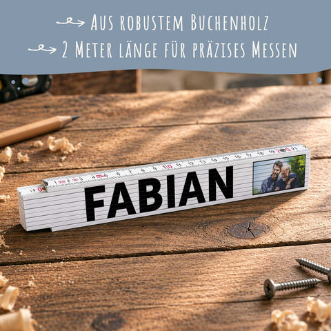 Zollstock 2 Meter mit UV Druck - Wunschtext - Personalisiert mit eigenem Text und Foto