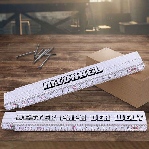 Zollstock 2 Meter mit Gravur oder Druck - Wunschname - Personalisiert mit Namen