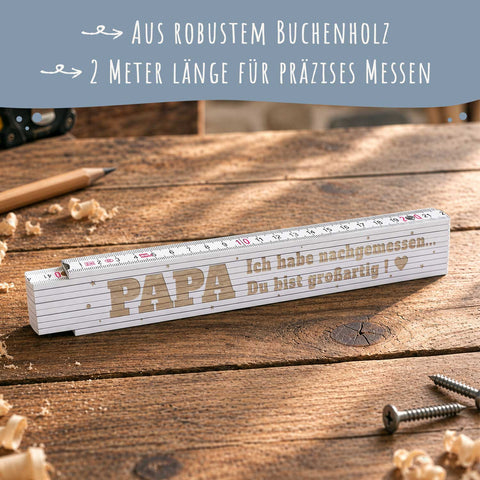 Zollstock 2 Meter mit Gravur - Papa ich habe nachgemessen