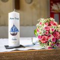 Große Kerze "Boot" - Taufkerze mit Namen, Datum & Taufspruch