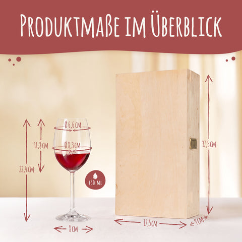 Stölzle Lausitz Weingläser mit Gravur "Heart Collection" Design als Set inkl. bedruckter Holzkiste